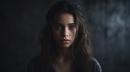 Fototapeta premium Envy on the face of a young woman standing against an isolated background.