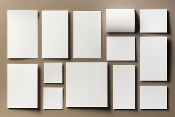 set of paper pieces isolated on white background.