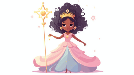 Fairy Tale Queen of Wand Cute Character Vector