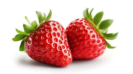 strawberries isolated on white background. One strawberry - obrazy, fototapety, plakaty