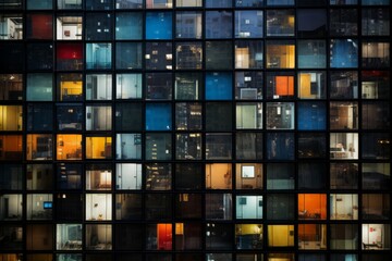 Obraz premium Glassy Skyscraper wall from outside window. Downtown building architecture exterior in nighttime. Generate ai