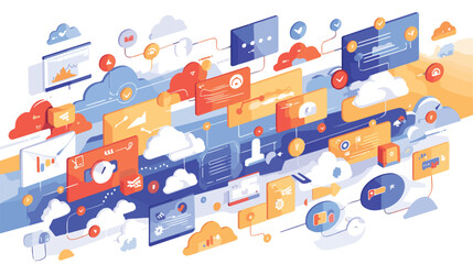 Illustration Connected to Cloud Icon flat vector