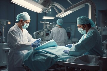 Two Surgeons Performing Surgery in the Operating Room