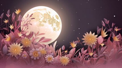Obraz na płótnie Canvas abstract flower moon background illustration