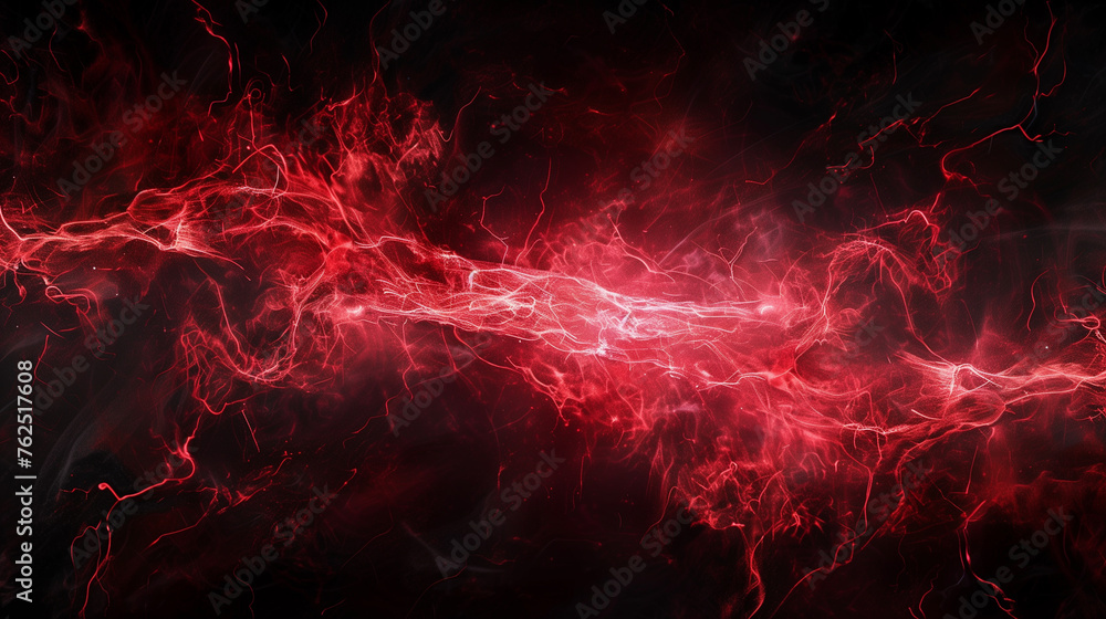 Poster red plasma lightning in black background, computer generated abstract background, 3d rendering