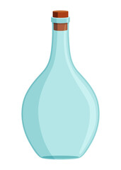 Glass bottle cartoon style icon. blank and empty wine bottle