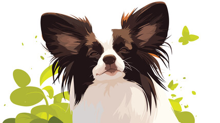 Papillon The buddy dog flat vector isolated on white