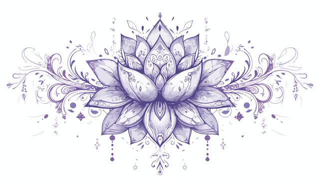 recommend clip art: Ornamental flower outline icon vector on white background