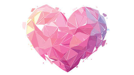 Pink heart isolated on white background. Geometric