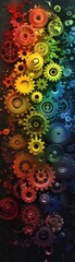 A rainbow made of interconnected gears and cogs symbolizing the beauty of teamwork and collaboration