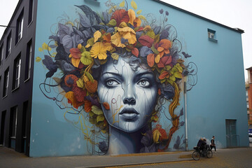 Explore the urban landscape adorned with a captivating street art mural.