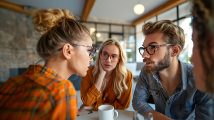 Fototapeta premium Creative Team Brainstorming in Casual Office Meeting