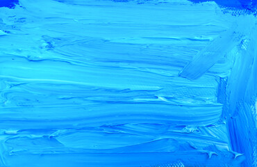 Blue strokes of oil paint. Stock background with touches of creativity. Abstract color with drawing...