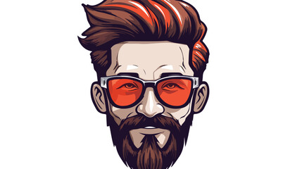 Sticker of a cartoon man with hipster hair cut