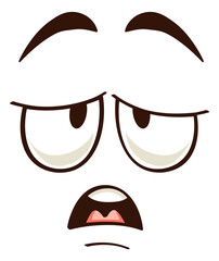 Tired comic face. Exhausted expression. Cartoon emoji