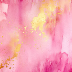 Bright pink and yellow abstract watercolor art