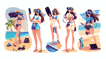 Virtual Realty Bikini Women vector illustration log