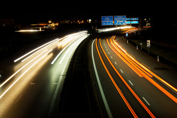 Licht auf der Autobahn A7 Deuchland
