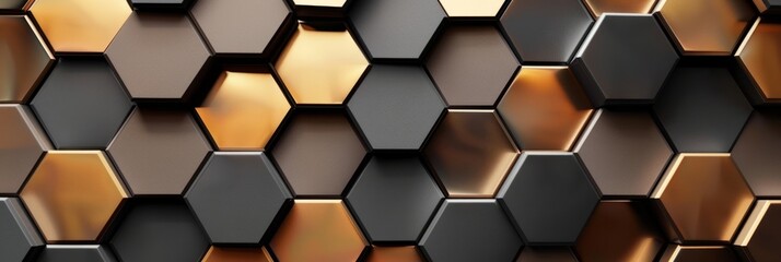 Abstract futuristic luxurious digital geometric technology hexagon background banner illustration - obrazy, fototapety, plakaty