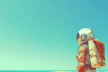 Tuinposter Astronaut standing on a beach looking at the sea. © Henry Saint John