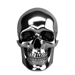 3d silver steel human skull isolated on white on Isolated transparent background png. generated with AI