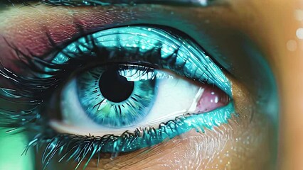 Vivid eye, bright blue, drag queen makeup, captivating, diversity, intense, mesmerizing.