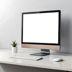 Desktop computer with white screen