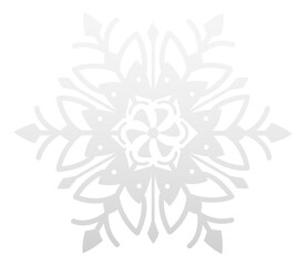 Decorative snowlake. Frozen round ornament. Silver snow