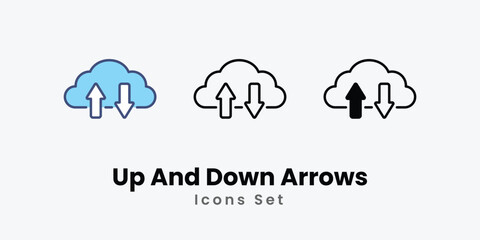 Up And Down Arrows icon thin line and glyph vector icon stock illustration