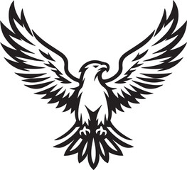 Eagle with spread wings - cut out vector silhouette