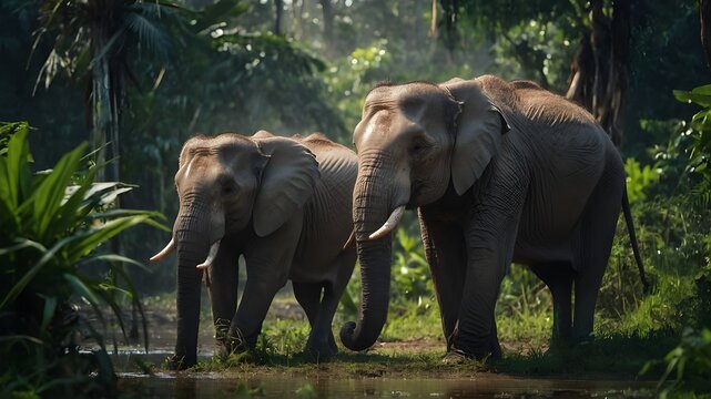 elephants in the zoo. Manny elephants in the jungle. Ai ganerated image