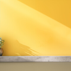 Minimalist Yellow Gradient Wall with Sunlight and Shadows