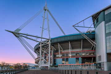 gewagte Konstruktion des Stadions in Cardiff (Wales, UK)