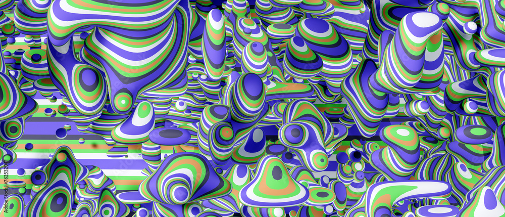 Aufkleber abstract background with colorful liquid shapes. 3d rendering