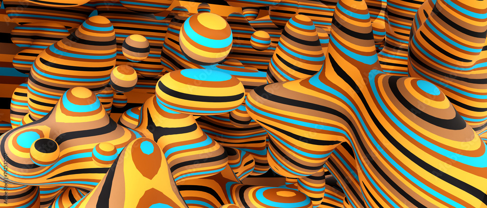 Poster abstract background with colorful liquid shapes. 3d rendering