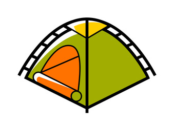 Tourist tent icon. Travel camping equipment for survival in outdoor. - 762533086