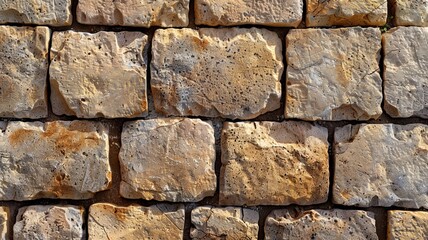 Sandstone bricks in warm earth tones for architecture and construction backgrounds