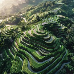  Rice terraces are a popular tourist attraction in Bali. - obrazy, fototapety, plakaty