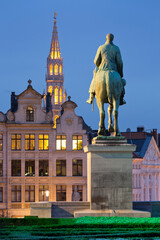 Belgien, Brüssel, Jardin du Mont des Arts, Statue du roi Albert, Place de L'Albertine,