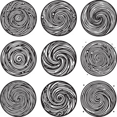 abstract quirky circular swirls strange ornamental graphic black vector laser cutting engraving