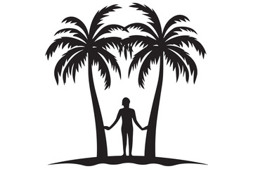Silhouette of palm trees White background Illustration