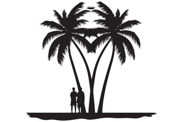 Silhouette of palm trees White background Illustration