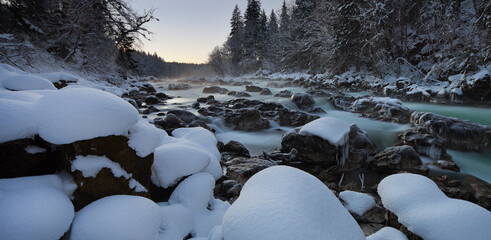 vereiste Enns, Nationalpark Gesäuse, Ennstaler Alpen, Steiermark, Österreich