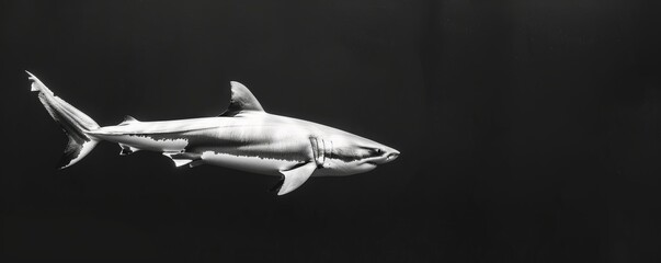 Fototapeta na wymiar Graceful Great White Shark Gliding Through the Depths of the Ocean