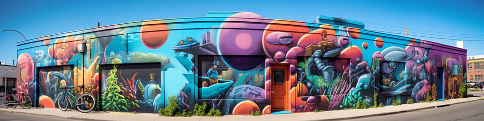 Explore the depths of urban artistry with a vibrant street art mural as your guide.