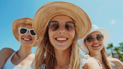 Obraz premium Group of Women Wearing Sunglasses and Hats