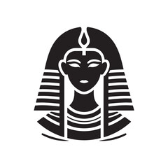 Egyptian Queen silhouette: Ancient Egyptian Vector Embracing the sands of pharaoh times. Egyptian queen black illustration.