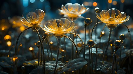 An ethereal garden scene where ordinary flowers transform 