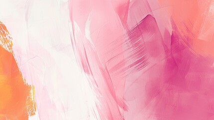 Abstract image of a minimalistic background. Composition consisting of brush strokes on an empty white background, artist, painting, creativity, pink and orange colors, scuffs. Generative by AI