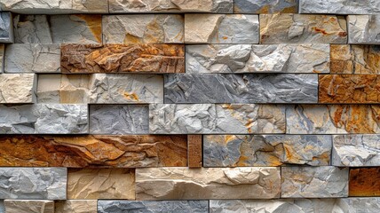 Robust stacked sandstone with a spectrum of hues offering a rich tactile experience